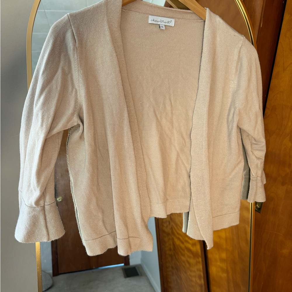 Keren Hart Women's Beige Open-Front Cardigan